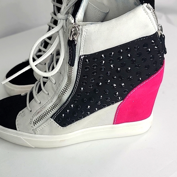 Giuseppe Zanotti Crystal Embellished Suede Wedge Sneakers Size 39 (US-9) S1276 - Picture 8 of 8